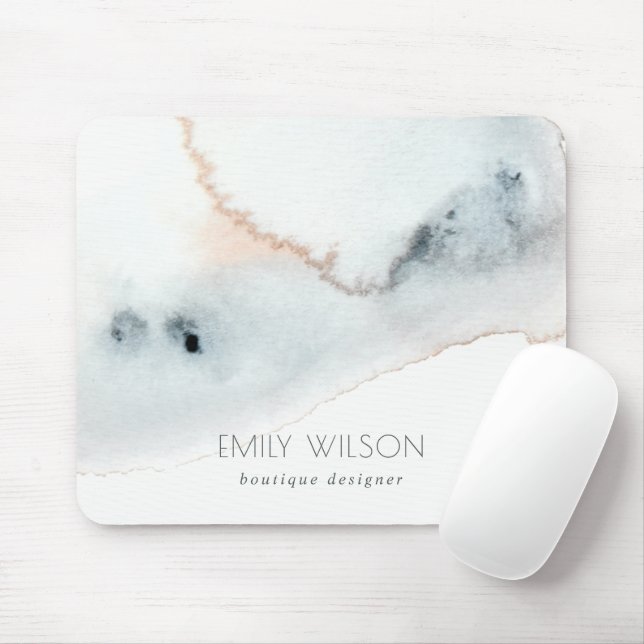 Elegant Soft Aqua Blue Guld Watercolor Beachy Musmatta (Med mus)