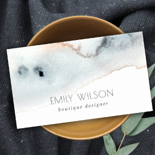 Elegant Soft Aqua Blue Guld Watercolor Beachy Visitkort