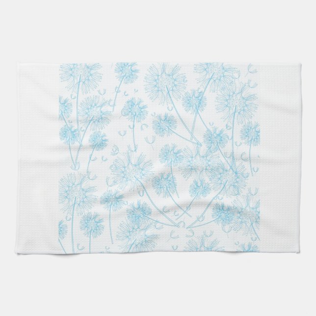 Elegant Soft Blue Dandelion Kökshandduk (Horisontell)