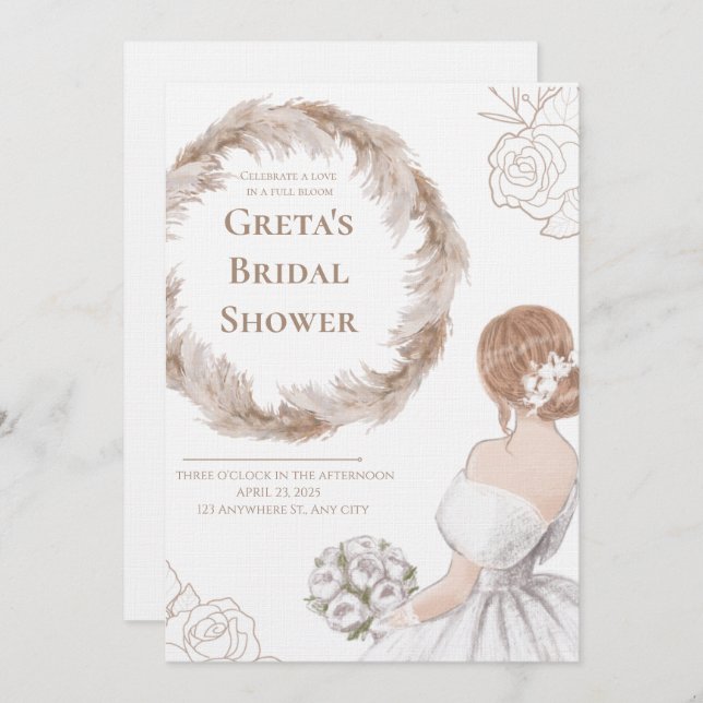 Elegant Soft Bridal Shower Invite Inbjudningar (Fram/baksida)