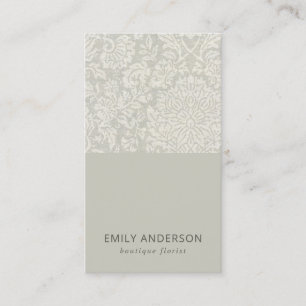 ELEGANT SOFT GRÅTT WHITE DAMASK BLOMMÖNSTER VISITKORT