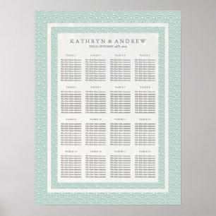 Elegant Soft Grönt Seigaiha Bröllop Sittplatsdiagr Poster