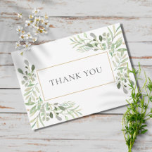 Elegant Soft Leaves Greenery Thank You