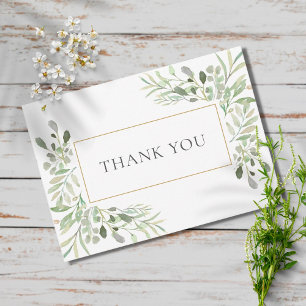 Elegant Soft Leaves Greenery Thank You Tack Kort