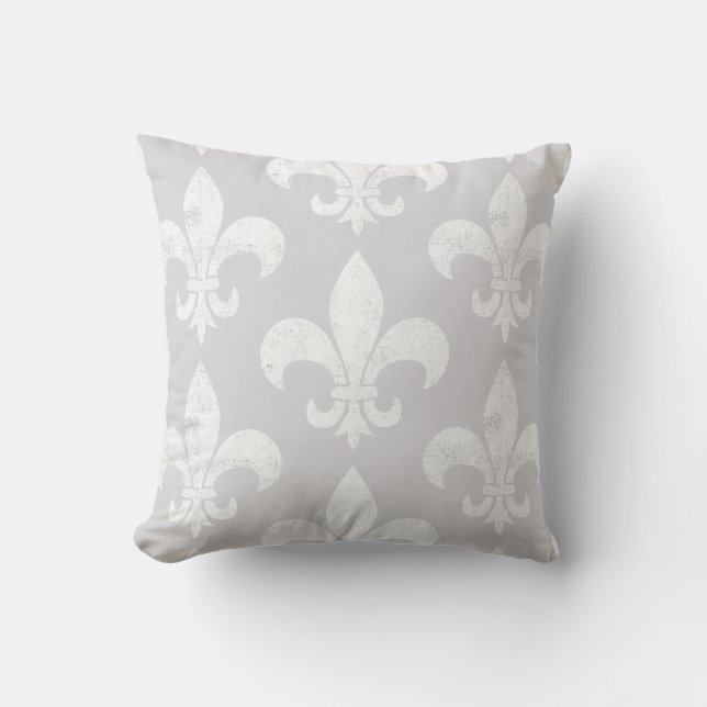 Elegant Soft Neutralt Fleur de Lis Kudde (Framsida)