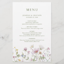 Elegant Soft Pastel Wildblombotaniska menyn