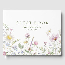 Elegant Soft Pastel Wildblomkuteriet Bröllop Gästböcker