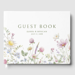 Elegant Soft Pastel Wildblomkuteriet Bröllop Gästböcker