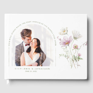 Elegant Soft Pastel Wildblomkuteriet Bröllop Gästböcker