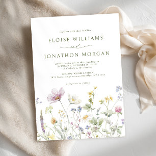 Elegant Soft Pastel Wildblomkuteriet Bröllop Inbjudningar