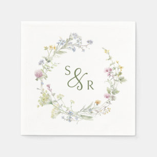 Elegant Soft Pastel Wildblomkuteriet Bröllop Pappersservett