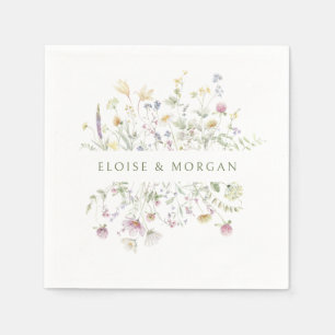 Elegant Soft Pastel Wildblomkuteriet Bröllop Pappersservett