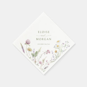 Elegant Soft Pastel Wildblomkuteriet Bröllop Pappersservett
