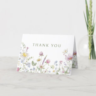 Elegant Soft Pastel Wildblomkuteriet Bröllop Tack Kort