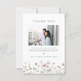 Elegant Soft Pastel Wildblomkuteriet Bröllop Tack Kort