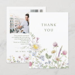 Elegant Soft Pastel Wildblomkuteriet Bröllop Tack Kort