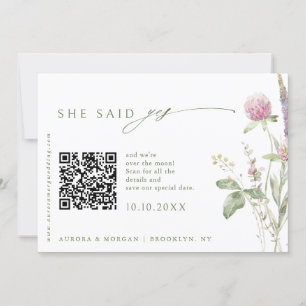 Elegant Soft Pastel Wildblomma - QR-kod för foto Spara Datumet
