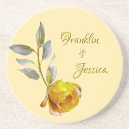 Elegant soft peace rose green & gold oval Wedding Underlägg
