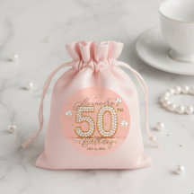 Elegant Soft Pink Gold Pearly 50th Birthday