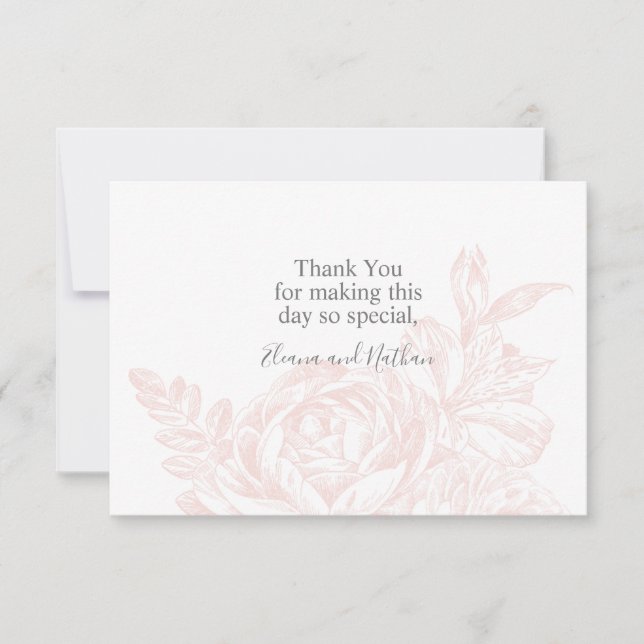Elegant Soft Pink White Floral Wedding Tack Kort (Framsida)