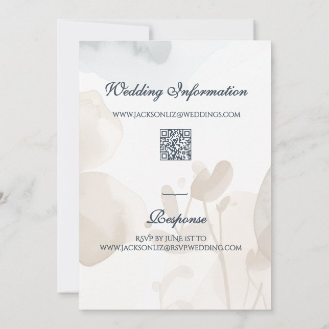Elegant Soft Romantic Botanical Script Wedding  Inbjudningar (Baksida)