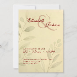Elegant Soft Romantic Botanical Script Wedding  Inbjudningar