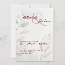 Elegant Soft Romantic Botanical Script Wedding Inbjudningar