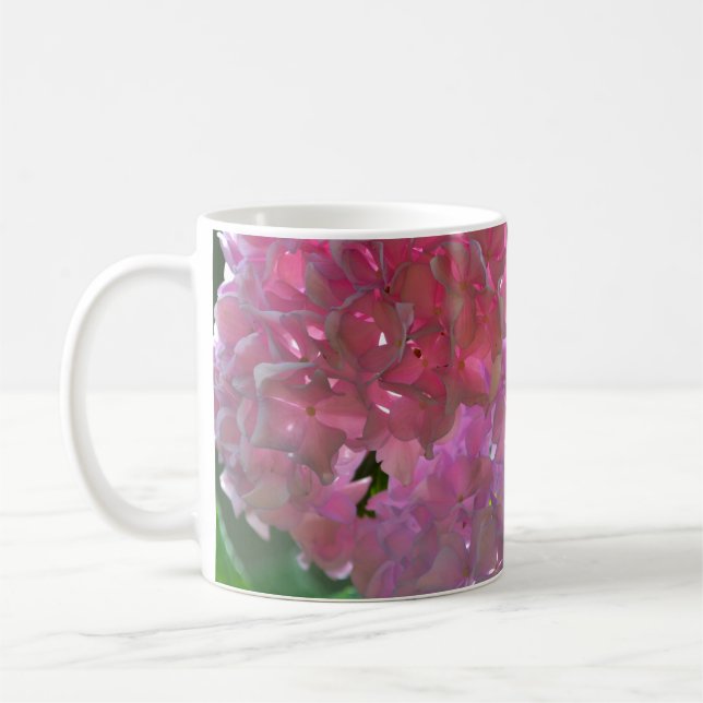 Elegant soft rosa blommigt rosa hydrangeas ro kaffemugg (Vänster)