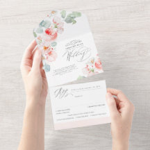 Elegant Soft Rosa Flowers Boho Bröllop