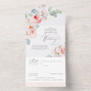 Elegant Soft Rosa Flowers Boho Bröllop
