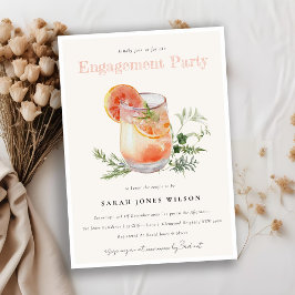 Elegant Soft Rosa Orange Cocktail-Förlovning Inbjudningar