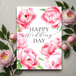 Elegant Soft Rosa Peony Bröllop Grattis Kort