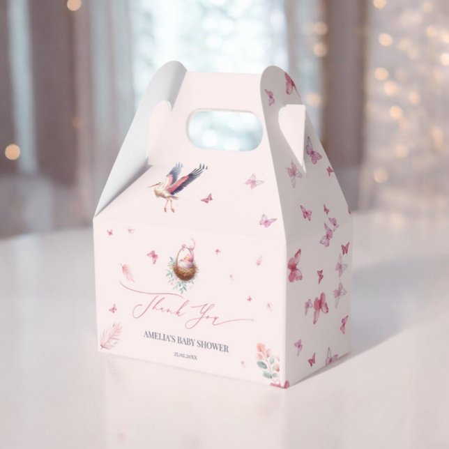 Elegant Soft Rosa Stork Tack Presentaskar (Skapare uppladdad)