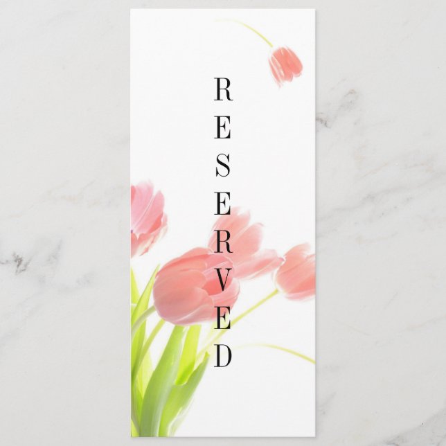 Elegant Soft Rosa Tulips Reserved Sign Meny (Framsida)