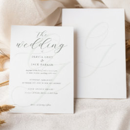Elegant Soft Sage Green Calligraphy Wedding Inbjudningar