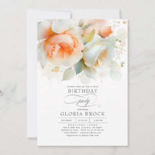Elegant Soft Terracotta Blommigt Boho Födelsedagsf Inbjudningar