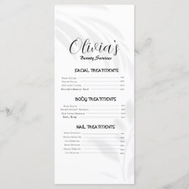 Elegant Soft White Beauty Services Pris List Meny