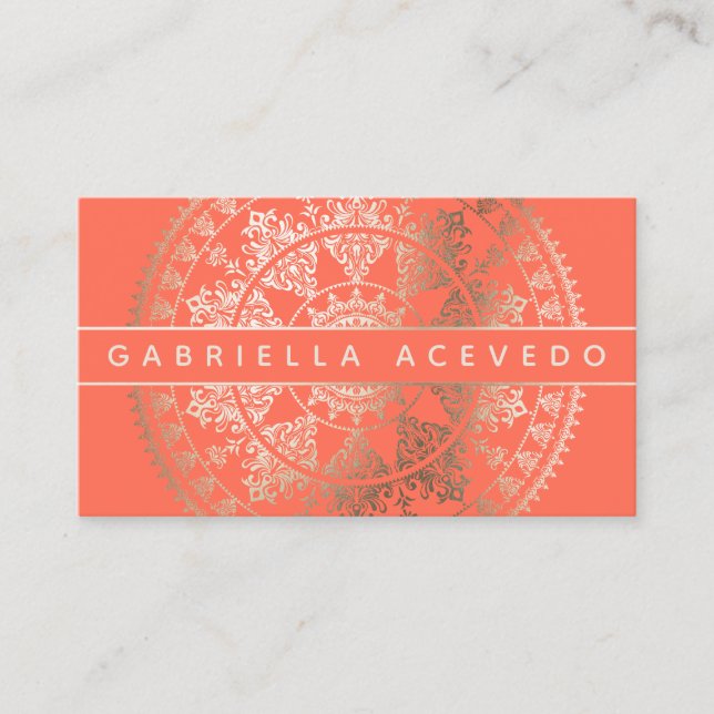 Elegant sol- Mandala Businesscards - beställnings- Visitkort (Framsida)