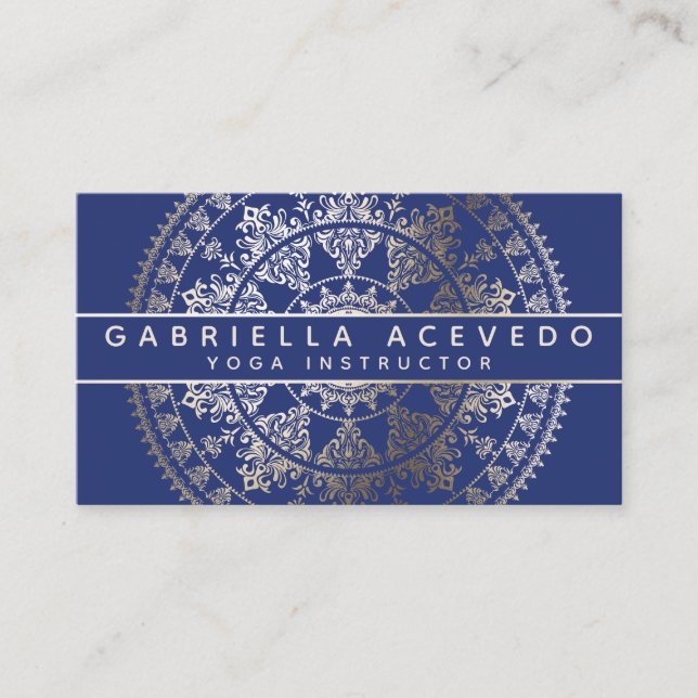 Elegant sol- Mandala Businesscards - guld Visitkort (Framsida)