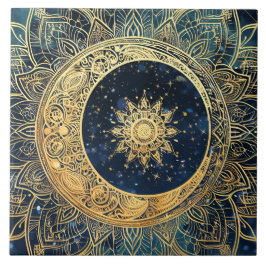 Elegant Sol Mandala Celestial Aesthetic Decor Kakelplatta