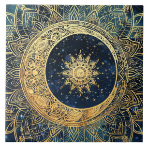 Elegant Sol Mandala Celestial Aesthetic Decor Kakelplatta