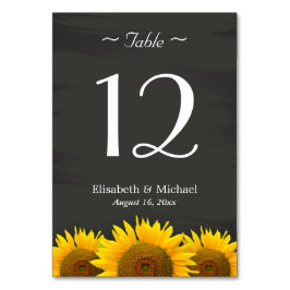 Elegant Solblommor Chalkboard Bröllop Bordsnummer