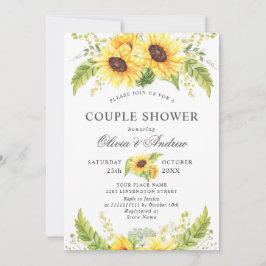 Elegant Solblommor Eucalyptus COUPLE SHOWER Inbjudningar