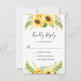 Elegant Solblommor Eucalyptus Greenery Bröllop OSA Kort