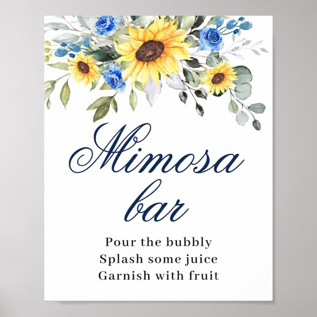 Elegant Solblommor Eucalyptus Mimosa Pub Sign Poster (Framsidan)