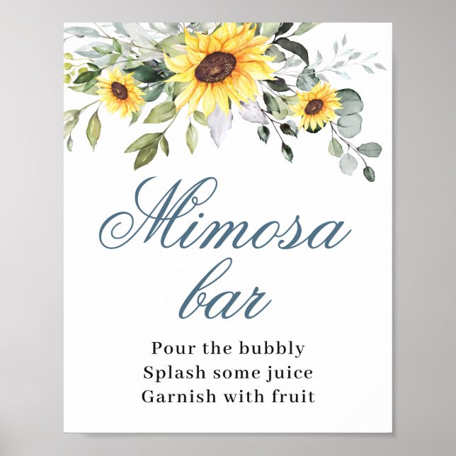 Elegant Solblommor Eucalyptus Mimosa Pub Sign Poster (Framsidan)