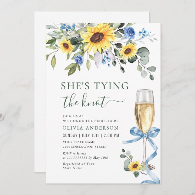 Elegant Solblommor Eucalyptus MÖHIPPA Inbjudningar (Fram/baksida)