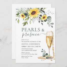 Elegant Solblommor Eucalyptus PEARLS & Prosecco Inbjudningar