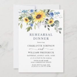 Elegant Solblommor Eucalyptus REHEARSAL DINNER Inbjudningar