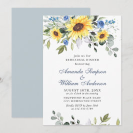 Elegant Solblommor Eucalyptus REHEARSAL DINNER Inbjudningar